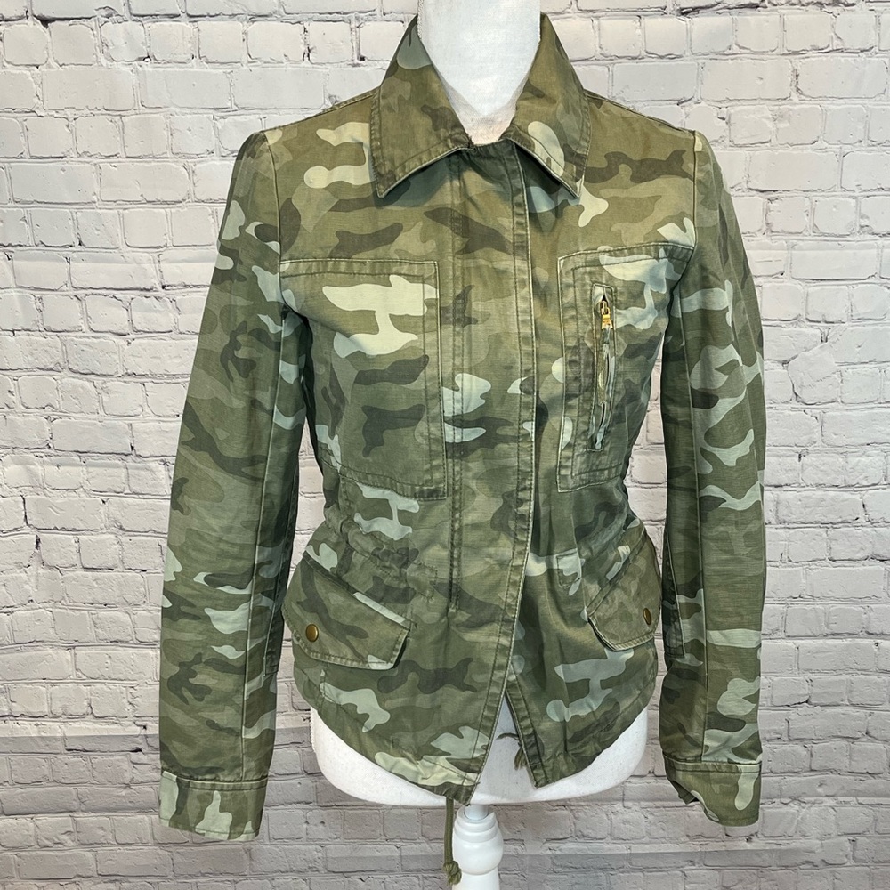GAP- Cotton Camouflage Jean Jacket Green Camo Women's-XS